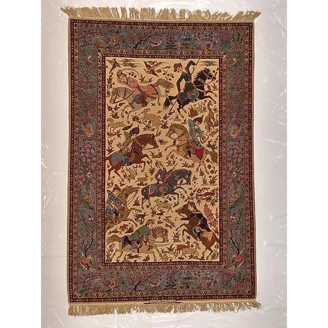 Textile 1960s Vintage Seirafian Isphahan Hunting Rug For Sale - Image 7 of 7