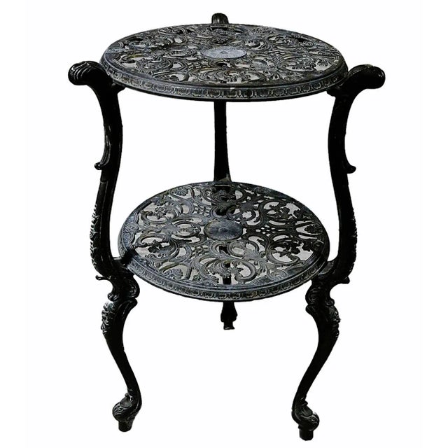 Late 20th Century Round Iron Table - Vintage - Two Tiered For Sale - Image 5 of 5