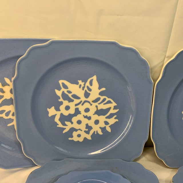 1930s “Dainty Flower Blue" (Also Known as Virginia) Pattern From Cameoware by Harker Pottery Company Dinnerware Set - 24 pcs For Sale - Image 4 of 7