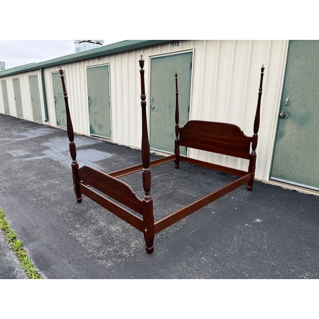 Ethan Allen Ethan Allen Georgian Court Cherry Queen Poster Bed For Sale - Image 4 of 12