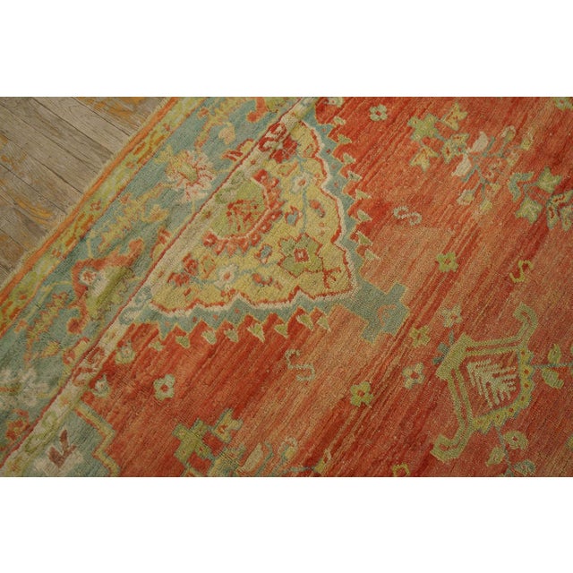 Soft Small Scale Medallion/Crest Design Antique Rustic Turkish Oushak Decorative For Sale - Image 4 of 12