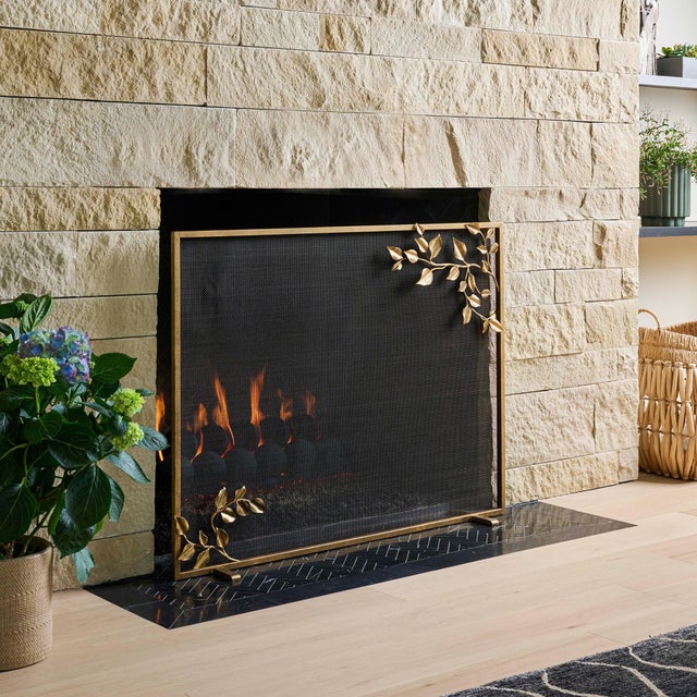 Not Yet Made - Made To Order Tobacco Graceful Leaves Fireplace Screen For Sale - Image 5 of 11