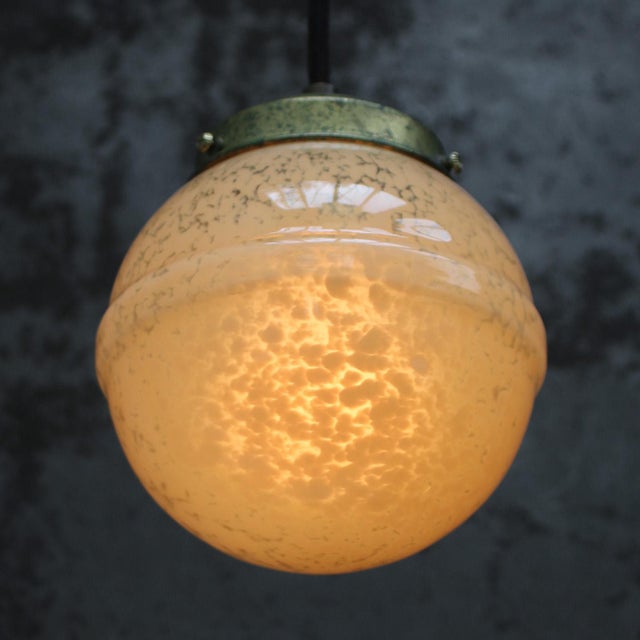 1950s French Yellow Glass Clichy Pendant Lamp For Sale - Image 5 of 7