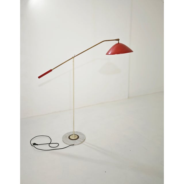 Vintage Floor Lamp in Red Marble with Brass and Metal from Stilnovo, 1950 For Sale - Image 17 of 17