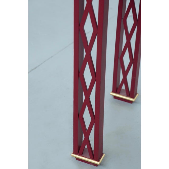 Art Deco Italian Lacquered Red Console with Gold Inserts, 1940 For Sale - Image 3 of 11
