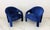 Textile "Elephant Chairs" by Weiman, Style of Vladimir Kagan in Blue Velvet, 1990's For Sale - Image 7 of 9