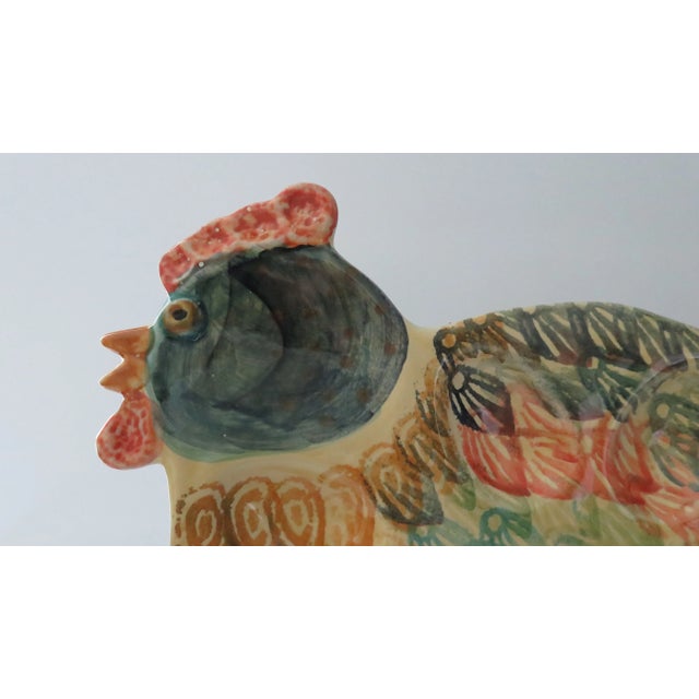 Italian Vintage 1990s Hand-Painted Italian Chicken Shape Egg-Deviled Egg Platter For Sale - Image 3 of 12