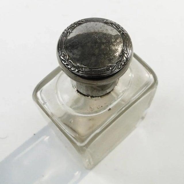 Silver Art Deco Crystal Flask, France, 1930s For Sale - Image 8 of 10