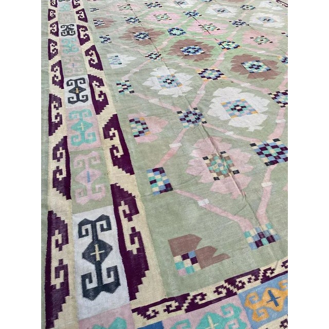 Large Indian Dhurrie Flat-Woven Rug For Sale - Image 11 of 14