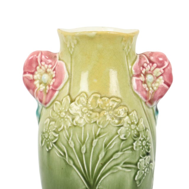 Art Nouveau French Majolica Vase by Gustave De Bruyn, 1890s For Sale - Image 13 of 16