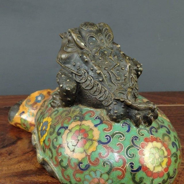 Large Vintage Cloisonné Enamel Money Toad Sculpture | Chairish