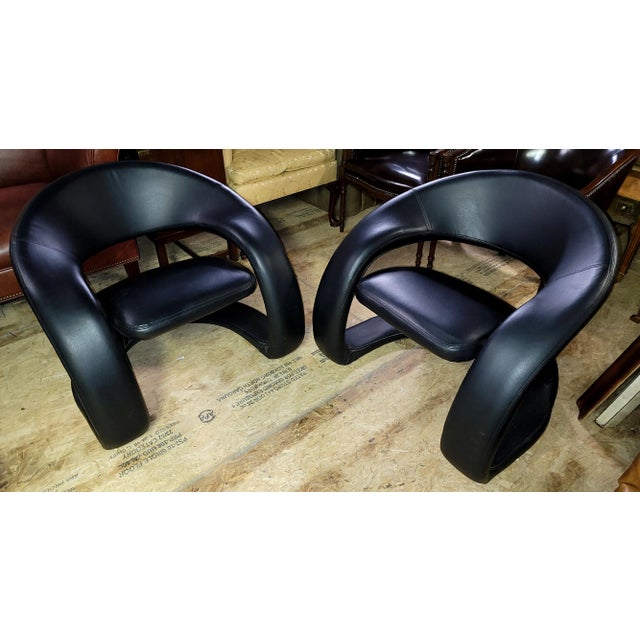 Pair of Vintage Jaymar Attributed Postmodern Sculptural Cantilever Tongue Chairs For Sale In Washington DC - Image 6 of 7