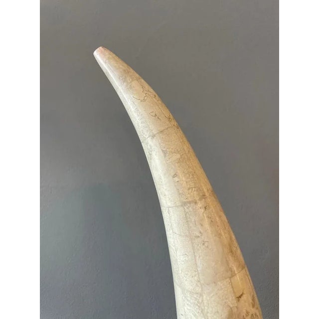 Tessellated Marble Faux Tusks, 1980s, Set of 2 For Sale - Image 3 of 9