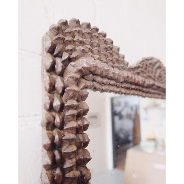 Early 19th Century Black Forest Style Pinecone Frame Mirror With Antique Glass For Sale - Image 5 of 10