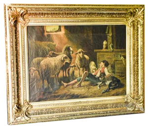 Silbert, Shepherd Scene, Late 19th Century, Oil Painting on Canvas, Framed