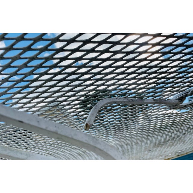 Metal Vintage Mid Century Modern Iron Mesh Patio Table For Sale - Image 7 of 12