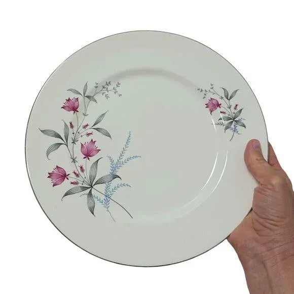 1950s Royal Monarch China Dinner Plate Fern Valley Holland Platinum Replacement MCM For Sale - Image 4 of 15