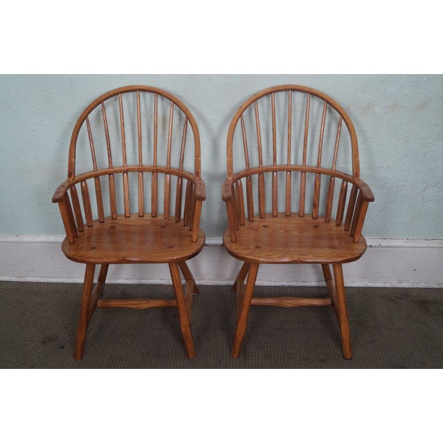 Hunt Country Furniture Oak Windsor Dining Chairs Set of 6 Chairish