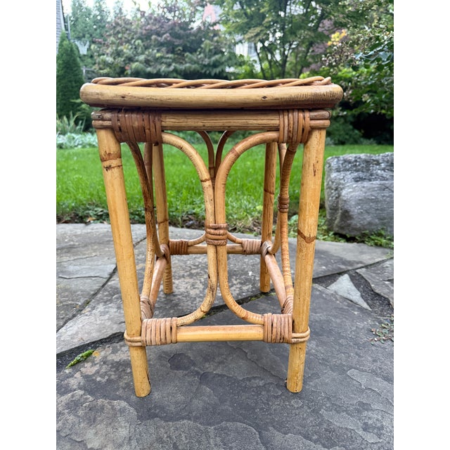 Wood Vintage Wicker Rattan End / Drinks Table Mid 20th Century For Sale - Image 7 of 14