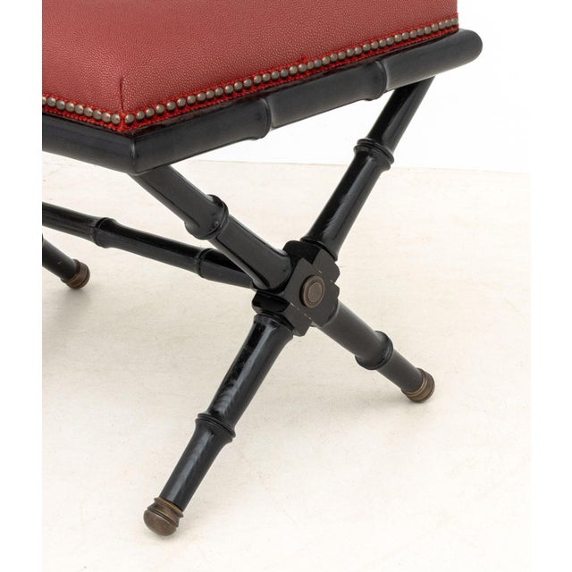 Contemporary Red Upholstered Chair and Ottoman For Sale - Image 12 of 12