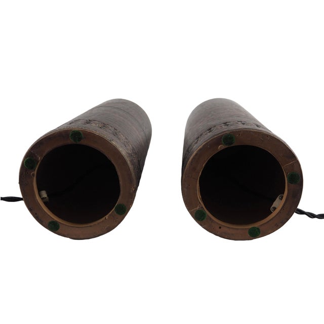 Brown Scandinavian Brutalist Ceramic Table Lamps from Guldkroken, Sweden, 1960s, Set of 2 For Sale - Image 8 of 10