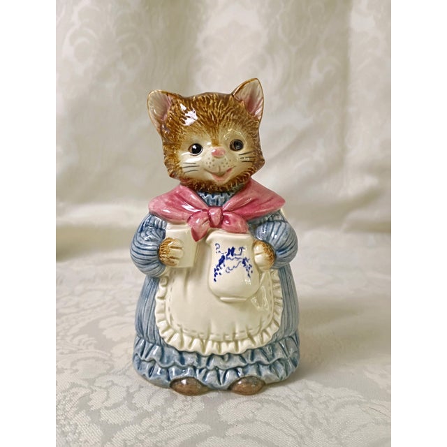 Cat Tea Set Japanese Otagiri Mrs Whiskers 4 Piece Kitchy Sugar Teapot Creamer Napkin Holder Wind in the Willows Style Quirky Kitchenware For Sale - Image 12 of 17