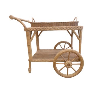 Smithsonian Collection Wicker Serving Cart For Sale