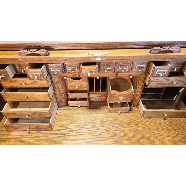 Early 20th Century Antique Roll Top Desk For Sale - Image 9 of 12