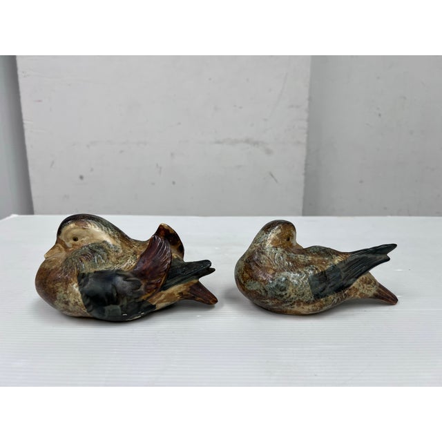 Japanese Vintage Japan Otagiri Ceramic Mandarin Duck Figurines, Set of Two For Sale - Image 3 of 12