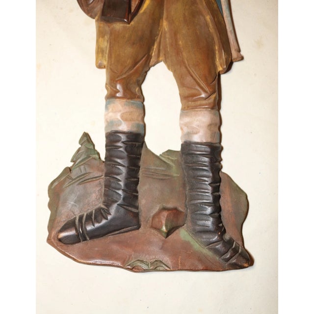 Brown Vintage Hand Carved Painted Wood Revolutionary War Military Wall Sculpture For Sale - Image 8 of 10