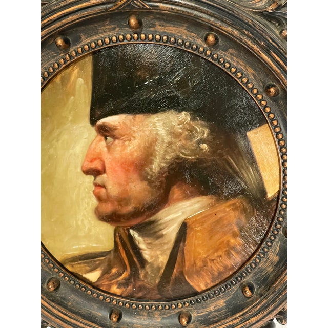 Hand-Textured George Washington Reproduction Print in Vintage Federal-Style Eagle Frame For Sale - Image 4 of 12