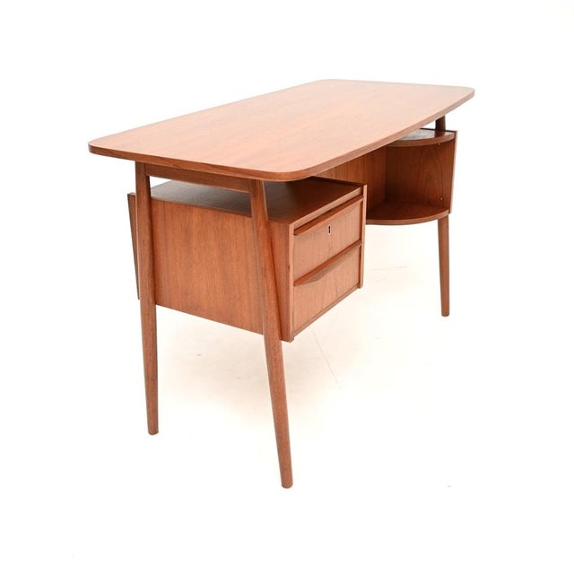 Mid-Century Modern Vintage Danish Teak Desk by Gunnar Nielsen for Tibergaard, 1960s For Sale - Image 3 of 13