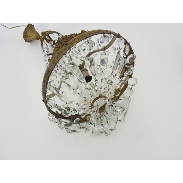 Gold Antique Italian Hot Air Balloon Chandelier with Glass Pendants. 1950s-1960s For Sale - Image 8 of 10