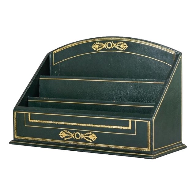 Green and Gold Three-Tier Letter Holder, 1960s For Sale