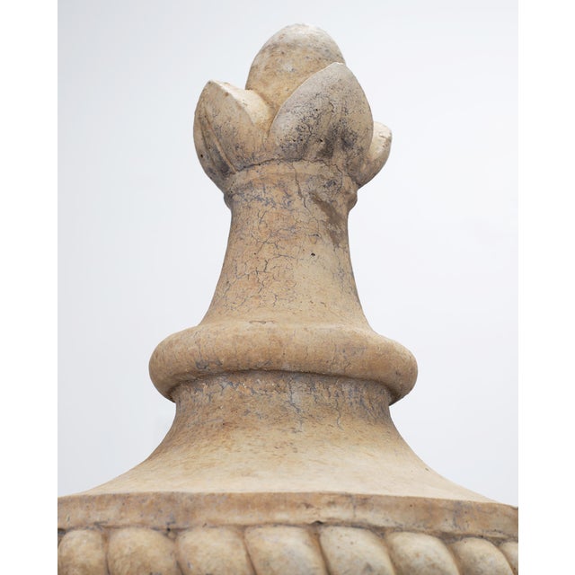 19th Century Neoclassical Cast Stone Garden Finial on Pedestal 44 Inch For Sale - Image 5 of 18
