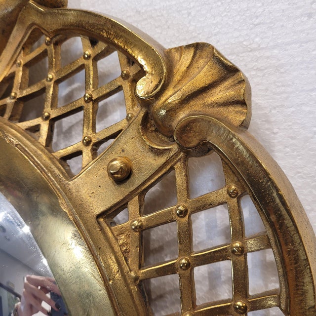 Witch Mirror Convex Mirror in Gilt Bronze Frame, 1950s For Sale - Image 9 of 18