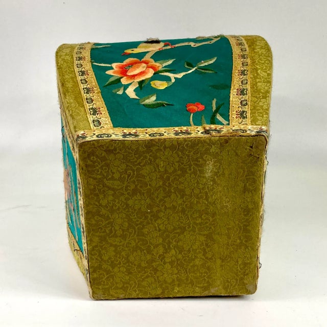 Early 20th Century Early 20th Century Pair of Embroidered Silk Containers For Sale - Image 5 of 10