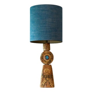 Ceramic Table Lamp attributed to B. Rooke with Lampshade attributed to R. Houben, 1970s For Sale