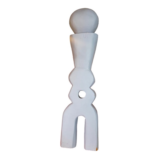Vintage Light Blue Wooden Mexican Sculpture For Sale