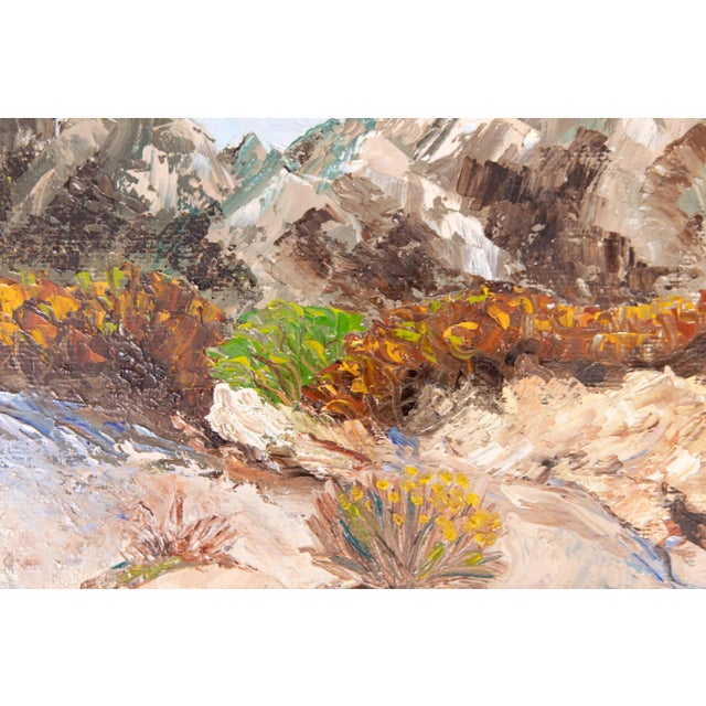 Cabin Vintage Impasto Mountains Landscape Oil Painting, Signed For Sale - Image 3 of 7