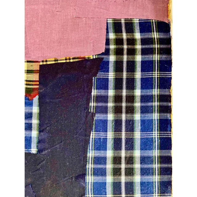 Blue Yanira Collado, Mixed Media Textile Assemblage Collage Painting on Wood Yanira Collado, Miami, 2020 For Sale - Image 8 of 11