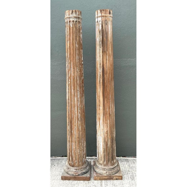 Vintage Wooden Architectural Columns - Pair For Sale In West Palm - Image 6 of 13