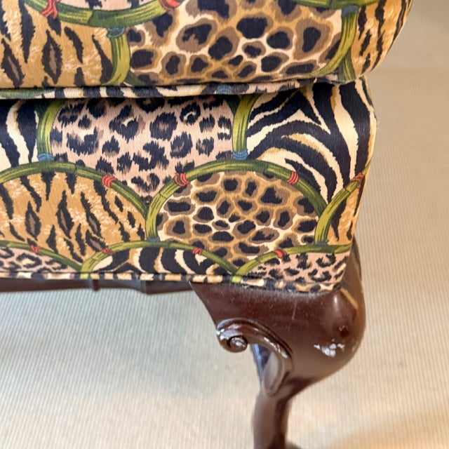 Vintage Hancock & Moore Animal Print Wingback For Sale In Washington DC - Image 6 of 11