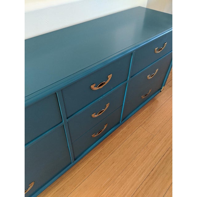 1970s Vintage Turquoise Gloss Campaign Dresser Chairish