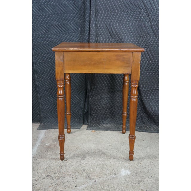 Antique 19th C. Early American Primitive Cherry Side Accent Table Nightstand 29" For Sale - Image 14 of 18