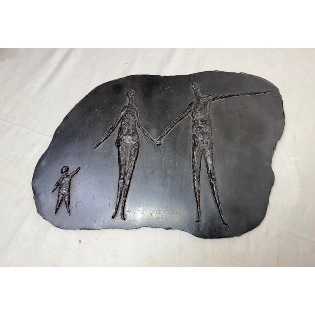 Mid-Century Modern Vintage Signed Joseph J. Greenberg Resin Figural Man Lady Family Wall Sculpture For Sale - Image 3 of 14