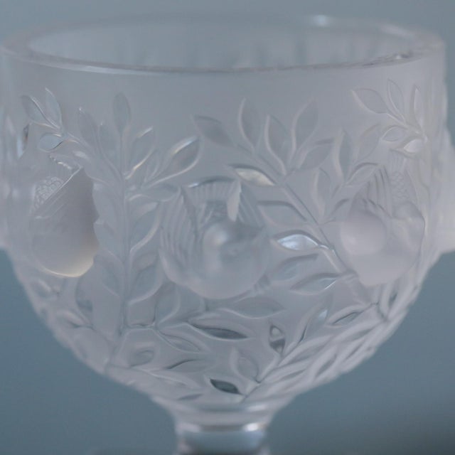 Glass 1970s Signed Lalique France Elizabeth Frosted Crystal Vase For Sale - Image 7 of 11