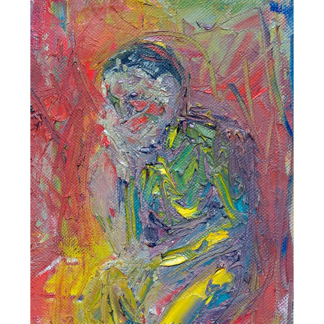 Abstract Expressionist Seated Man Figurative by Daniel David Fuentes For Sale - Image 4 of 4