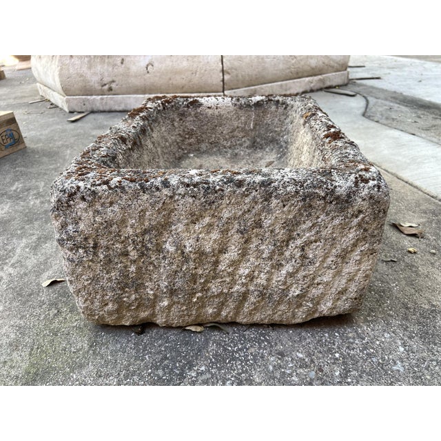 Diminutive Antique French Hand Carved Stone Trough Planter From Provence For Sale - Image 4 of 8