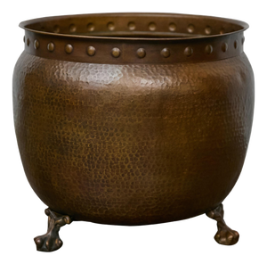 Mid-Century English Copper Planter with Paw Feet - Arts and Crafts Style